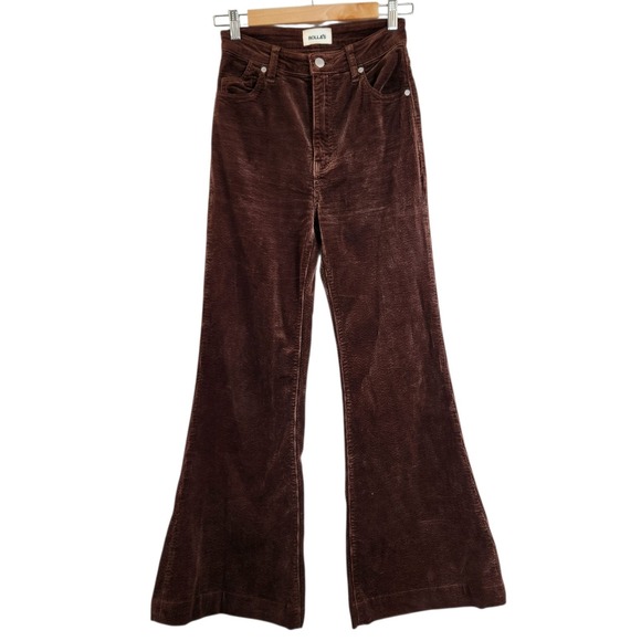 ROLLA'S Size 27 East Coast Flare High Rise Stretch Corduroy Chocolate Brown Pant - Picture 1 of 10